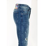 Mario Morato Blå Slim Fit Jeans med Tårar Herr -MM118- Blå