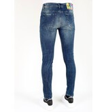 Mario Morato Blå Slim Fit Jeans med Tårar Herr -MM118- Blå