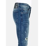 Mario Morato Blå Slim Fit Jeans med Tårar Herr -MM118- Blå