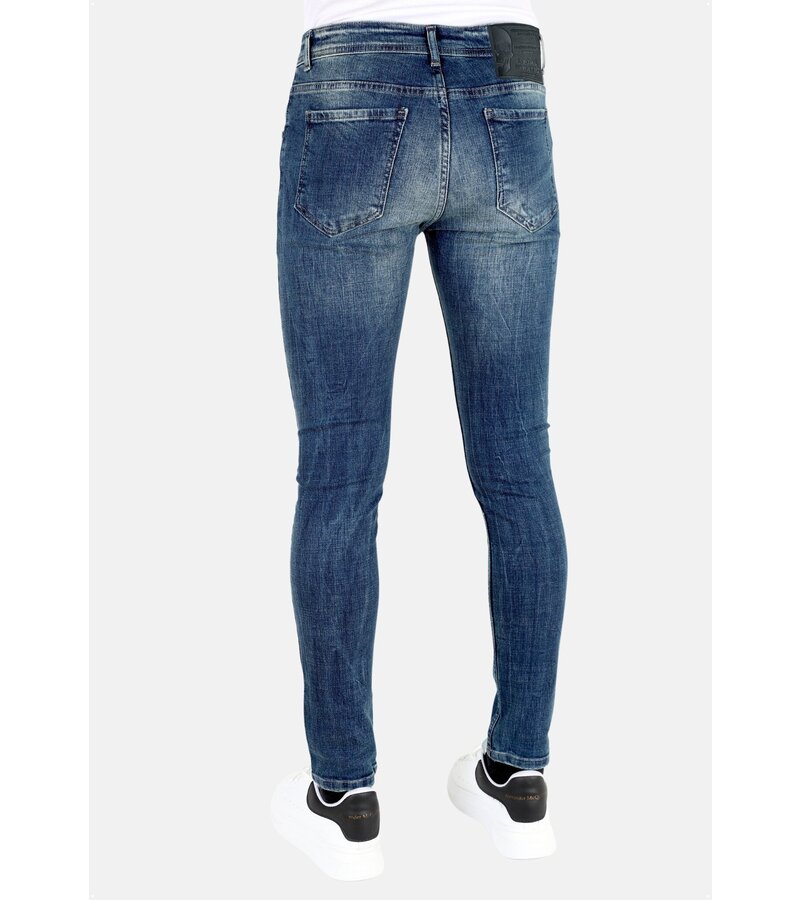 Mario Morato Blå Slim Fit Jeans med Tårar Herr -MM118- Blå