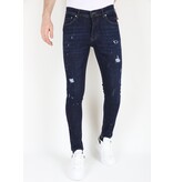 LF Blå jeans för män Slim-fit med hål -MM117