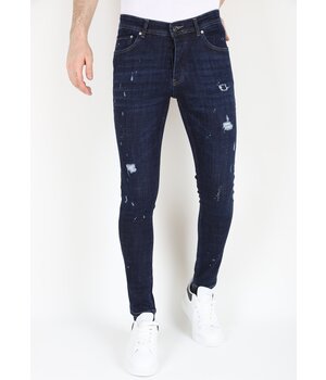 LF Blå jeans för män Slim-fit med hål -MM117