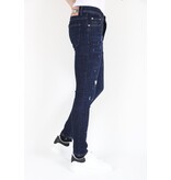 LF Blå jeans för män Slim-fit med hål -MM117