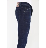 LF Blå jeans för män Slim-fit med hål -MM117