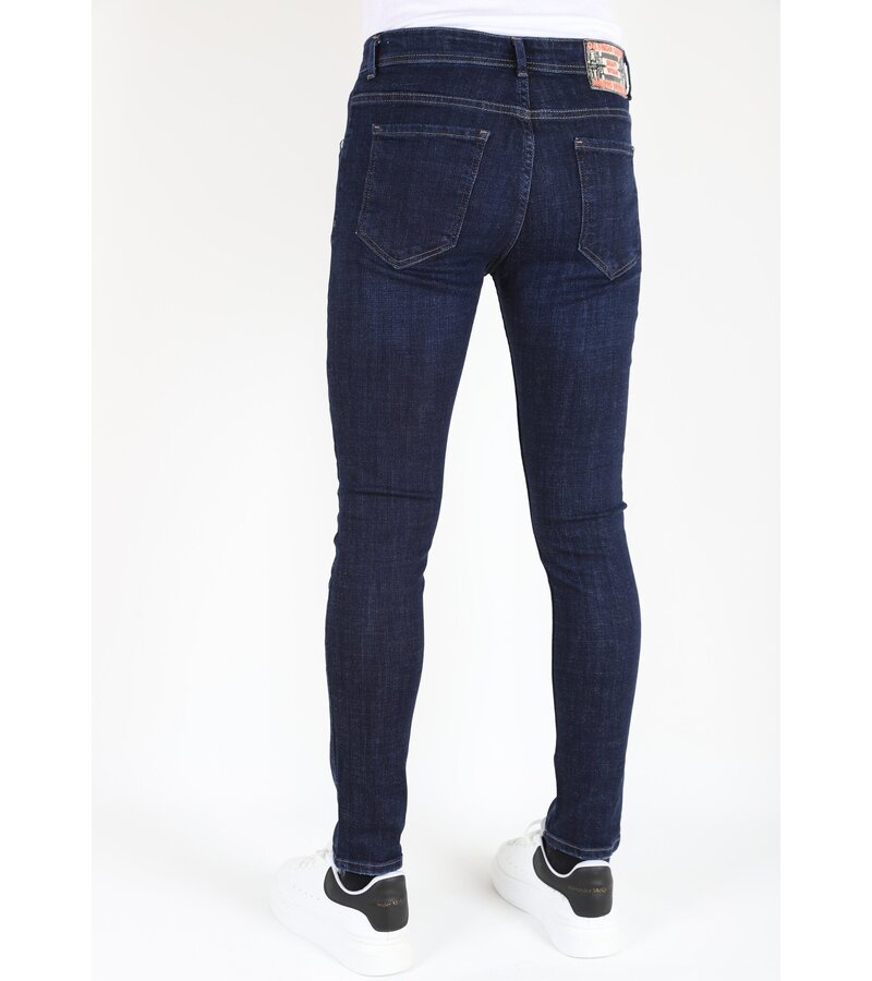 LF Blå jeans för män Slim-fit med hål -MM117