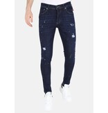 LF Blå jeans för män Slim-fit med hål -MM117