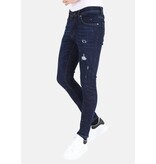 LF Blå jeans för män Slim-fit med hål -MM117