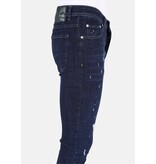 LF Blå jeans för män Slim-fit med hål -MM117