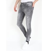LF Grå Slim Fit Jeans för män med revor -MM111