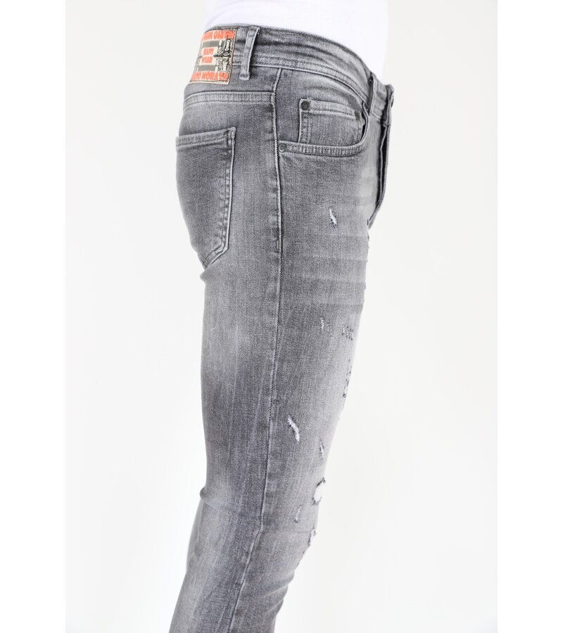 Mario Morato Grå Slim Fit Jeans för män med revor -MM111