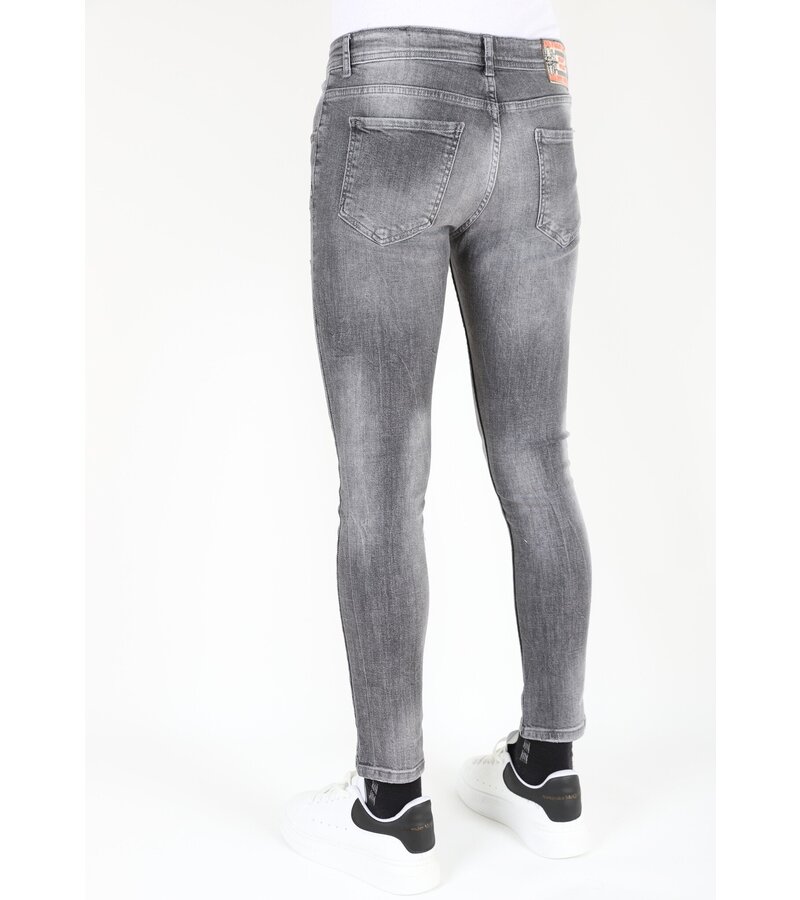 Mario Morato Grå Slim Fit Jeans för män med revor -MM111