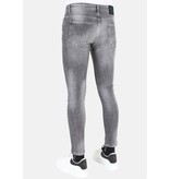 LF Grå Slim Fit Jeans för män med revor -MM111