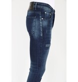 LF Mörkblå Stonewash Jeans med hål och streck -MM120