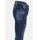 Mario Morato Mörkblå Stonewash Jeans med hål och streck -MM120