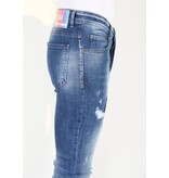 Mario Morato Slim Fit Jeans med färgstänk för män -MM108 - Blå