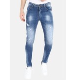 Mario Morato Slim Fit Jeans med färgstänk för män -MM108 - Blå