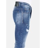 LF Slim Fit Jeans med färgstänk för män -MM108 - Blå