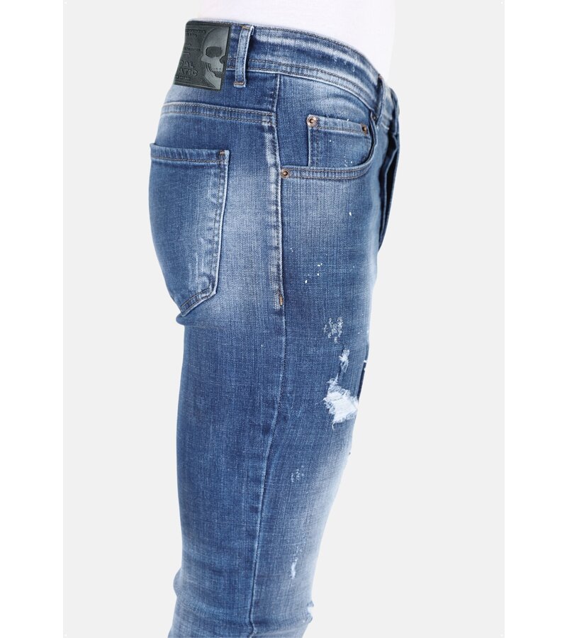 LF Slim Fit Jeans med färgstänk för män -MM108 - Blå