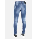 LF Slim Fit Jeans med färgstänk för män -MM108 - Blå