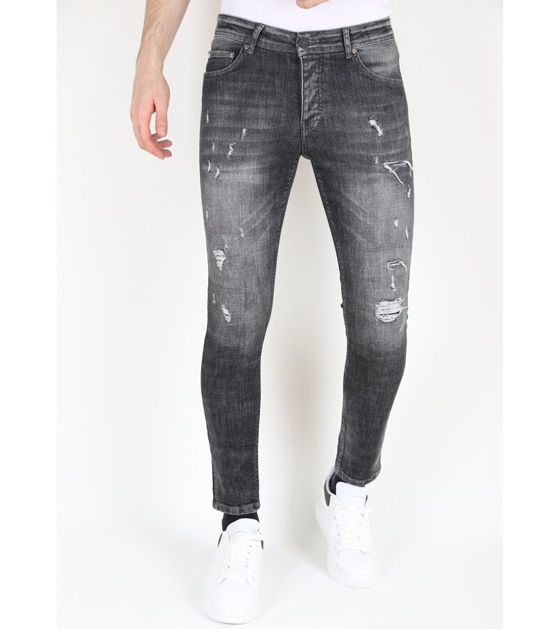 LF Slim Fit Street Fashion Bomullsjeans med tårar Herr -MM110- Grå