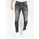 Slim Fit Street Fashion Bomullsjeans med tårar Herr -MM110- Grå