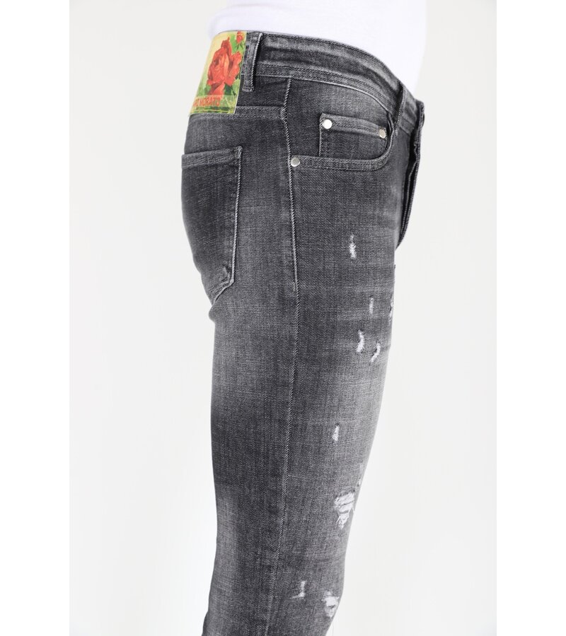 LF Slim Fit Street Fashion Bomullsjeans med tårar Herr -MM110- Grå