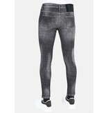LF Slim Fit Street Fashion Bomullsjeans med tårar Herr -MM110- Grå