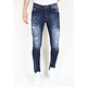 Tight jeans med hål för herr -MM119- Blå