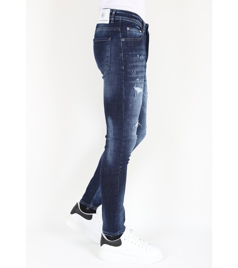 Mario Morato Tight jeans med hål för herr -MM119- Blå