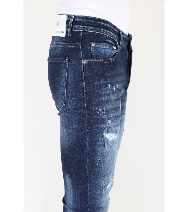Mario Morato Tight jeans med hål för herr -MM119- Blå