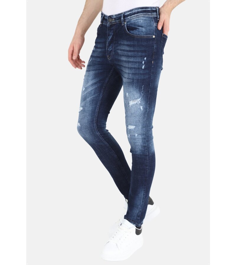 Mario Morato Tight jeans med hål för herr -MM119- Blå