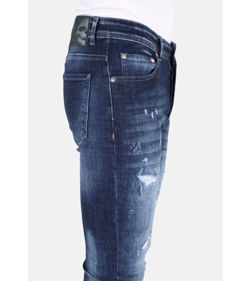 Mario Morato Tight jeans med hål för herr -MM119- Blå