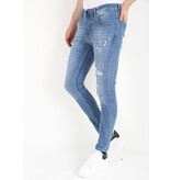 LF Slim-fit jeans Stonewash med hål för män -MM114- Blå