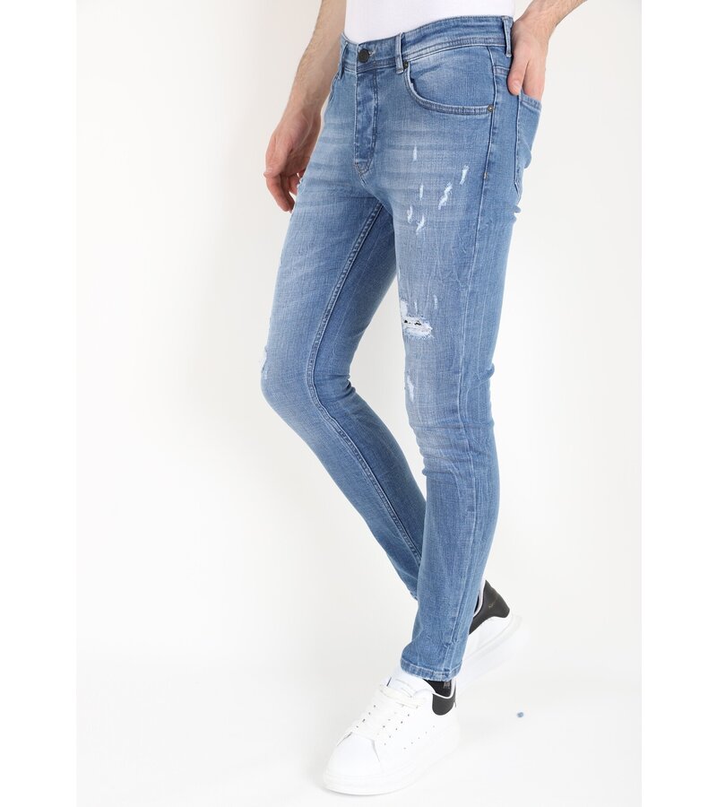 Mario Morato Slim-fit jeans Stonewash med hål för män -MM114- Blå