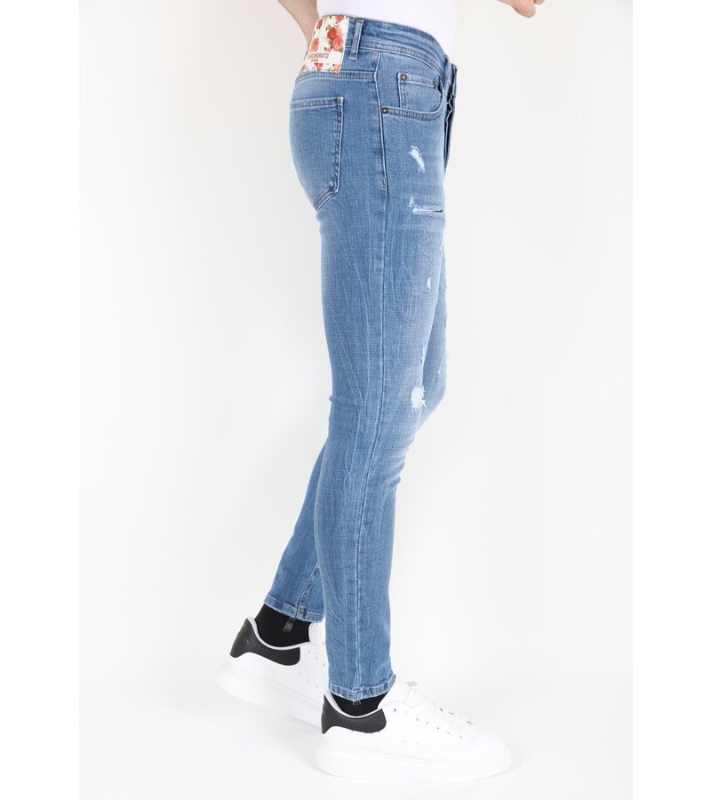 Mario Morato Slim-fit jeans Stonewash med hål för män -MM114- Blå