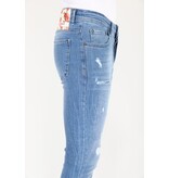Mario Morato Slim-fit jeans Stonewash med hål för män -MM114- Blå