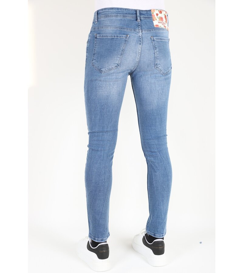 Mario Morato Slim-fit jeans Stonewash med hål för män -MM114- Blå