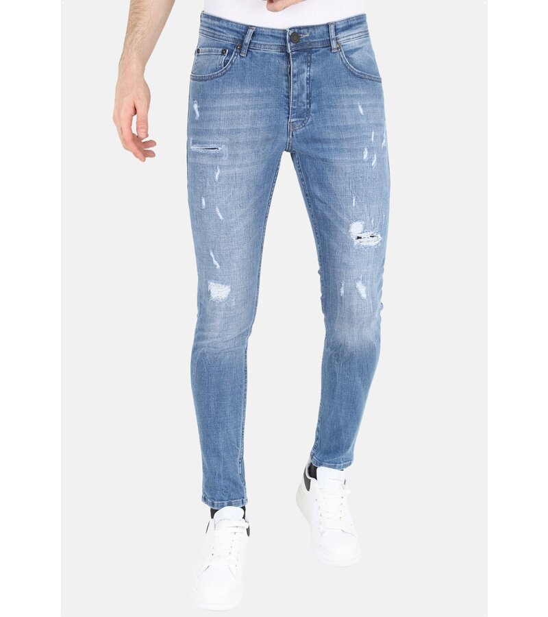 Mario Morato Slim-fit jeans Stonewash med hål för män -MM114- Blå