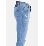 LF Slim-fit jeans Stonewash med hål för män -MM114- Blå