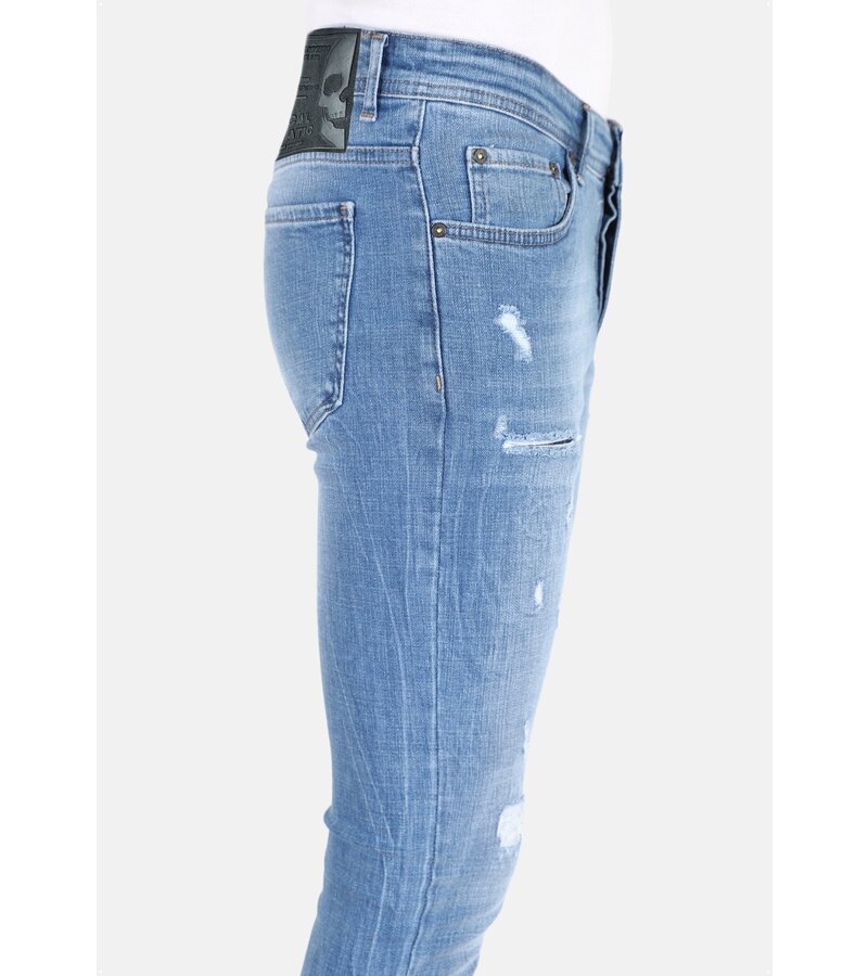 Mario Morato Slim-fit jeans Stonewash med hål för män -MM114- Blå