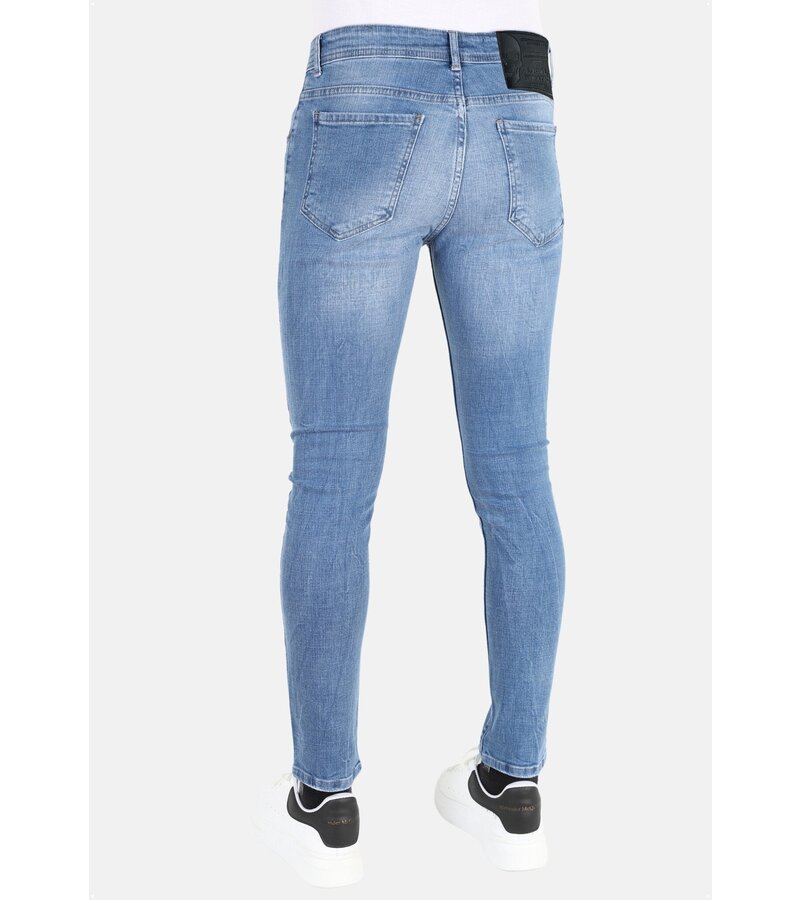 Mario Morato Slim-fit jeans Stonewash med hål för män -MM114- Blå