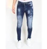 Mario Morato Paint Splatter Jeans Slim Fit med hål för män -MM116- Blå