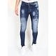 Paint Splatter Jeans Slim Fit med hål för män -MM116- Blå