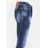 Mario Morato Paint Splatter Jeans Slim Fit med hål för män -MM116- Blå