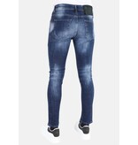 Mario Morato Paint Splatter Jeans Slim Fit med hål för män -MM116- Blå