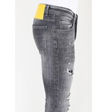 Mario Morato Slitna jeans med färgstänk i stretch för män -MM112- Grå