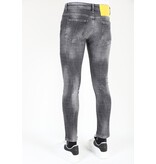 Mario Morato Slitna jeans med färgstänk i stretch för män -MM112- Grå