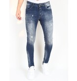 LF Stonewashed Slim Fit Jeans för män med tårar -MM121- Blå LF Stonewashed Slim Fit Jeans för män med tårar -MM121- Blå