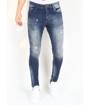 LF Stonewashed Slim Fit Jeans för män med tårar -MM121- Blå