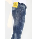 LF Stonewashed Slim Fit Jeans för män med tårar -MM121- Blå LF Stonewashed Slim Fit Jeans för män med tårar -MM121- Blå